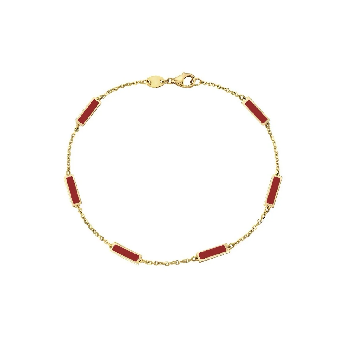 Coral Rectangular Bar Station Bracelet