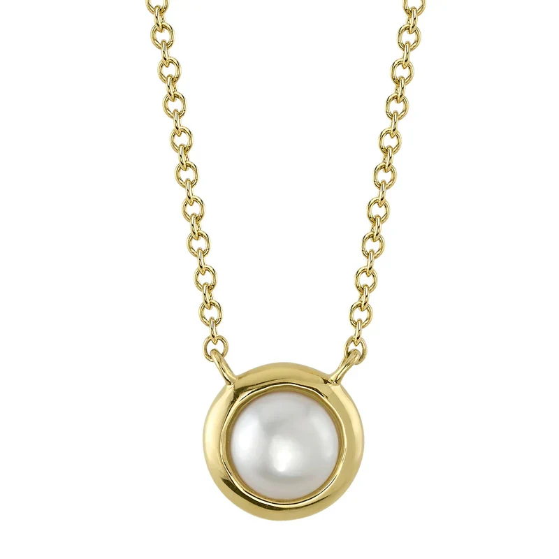 Cultured Pearl Bezel Necklace