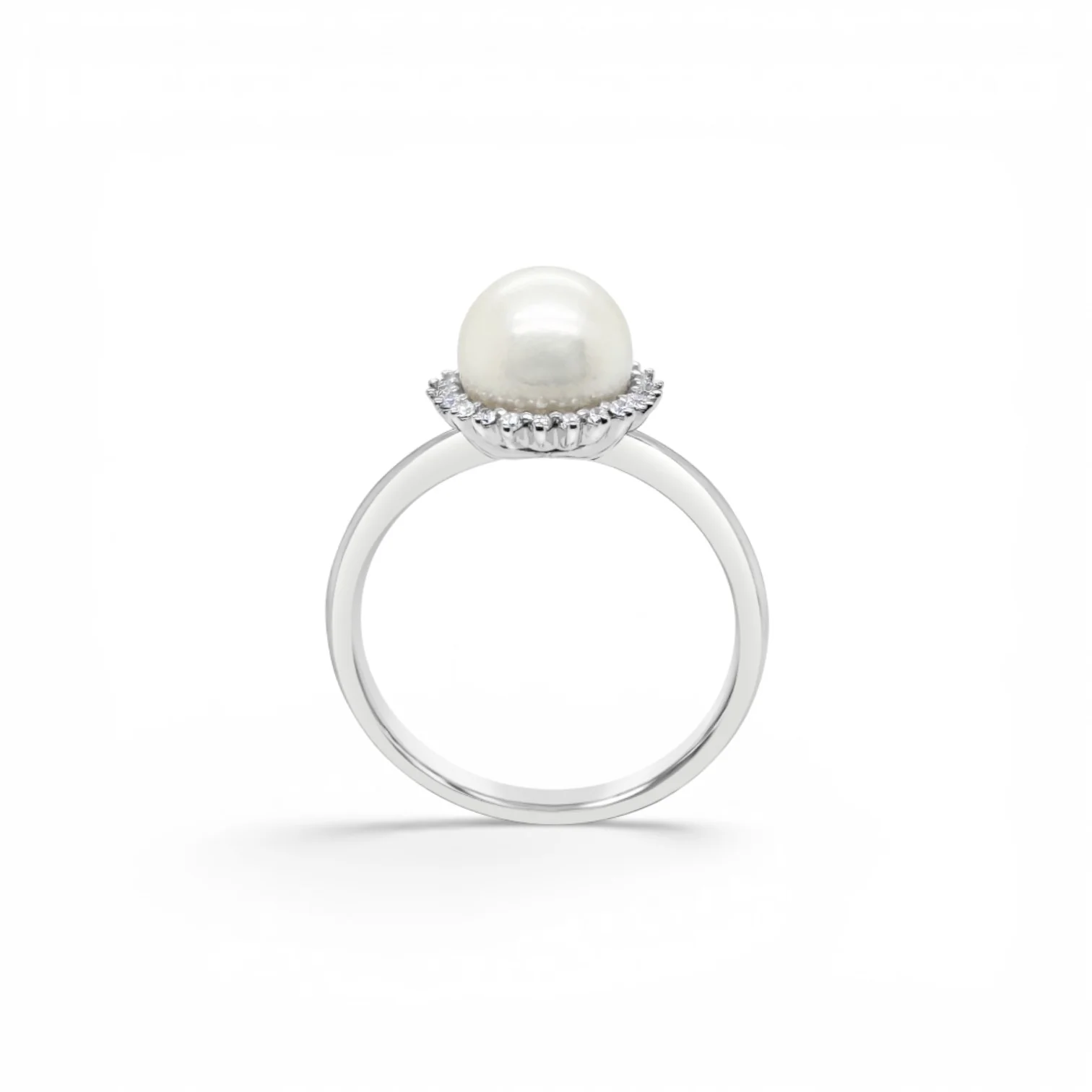 Cultured Pearl & Diamond Halo Ring - Image 3