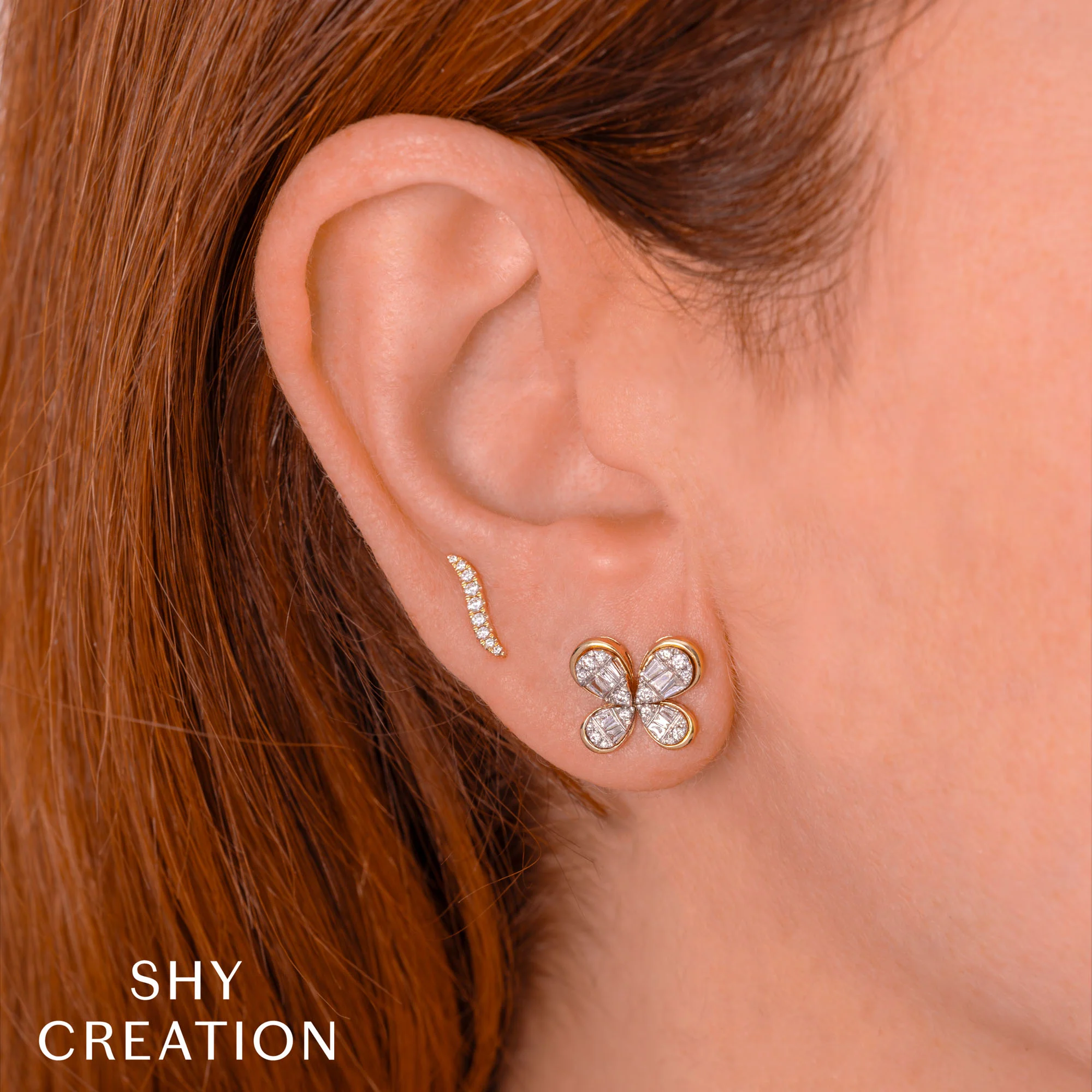 Curvy Diamond Stud Earrings - Image 2