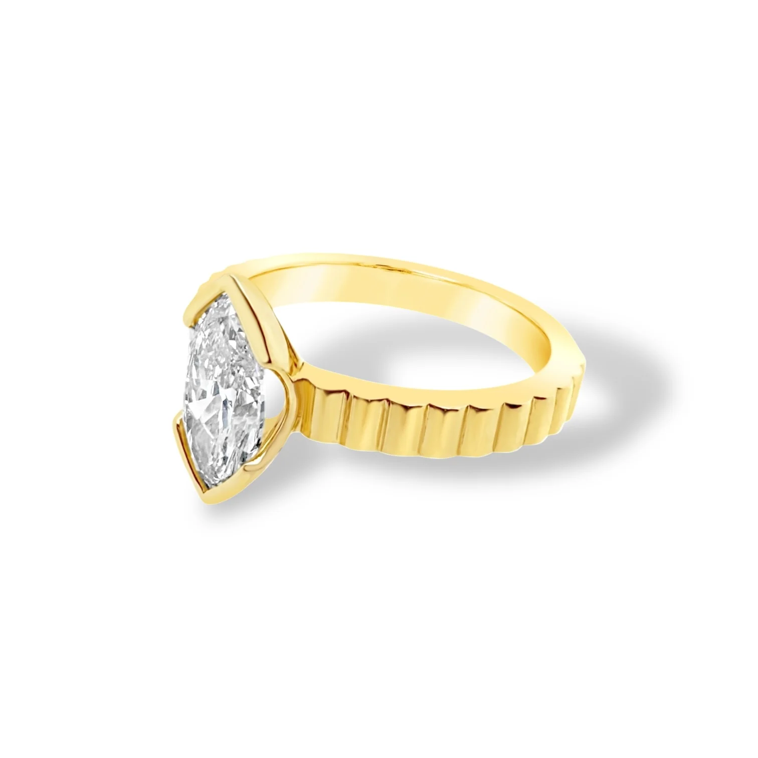 Demi-Bezel Marquise Diamond Engagement Ring - Image 3