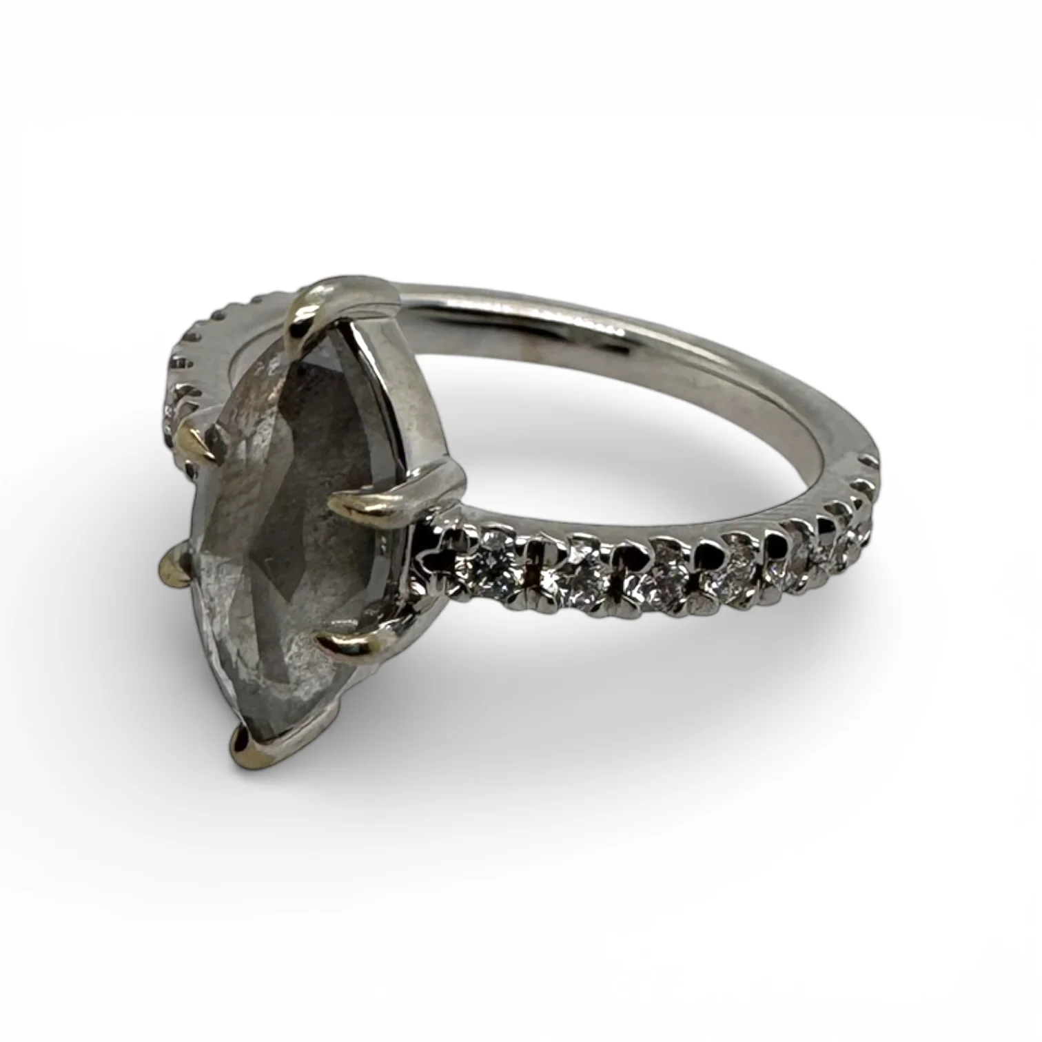 Estate 14k White Gold Salt & Pepper Diamond Ring - Image 3