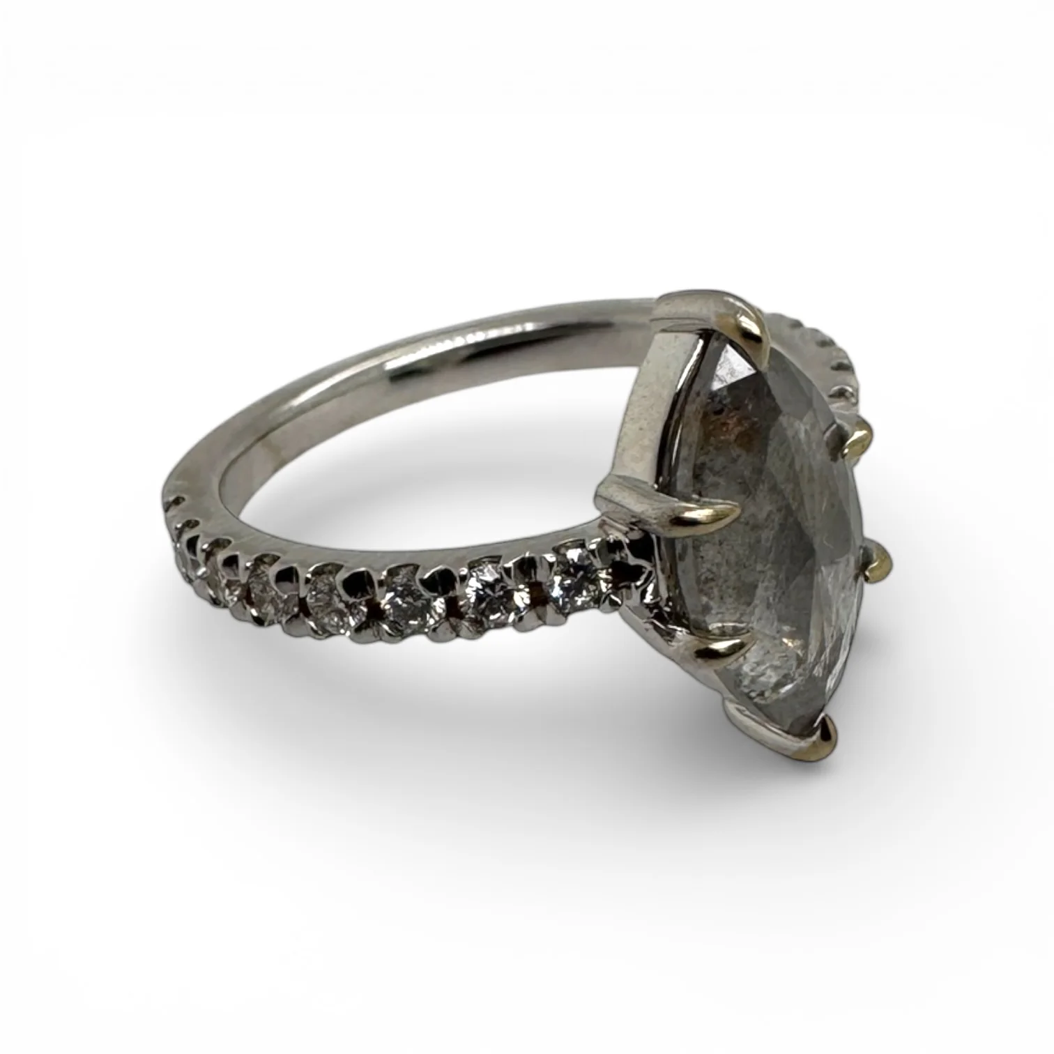 Estate 14k White Gold Salt & Pepper Diamond Ring - Image 4