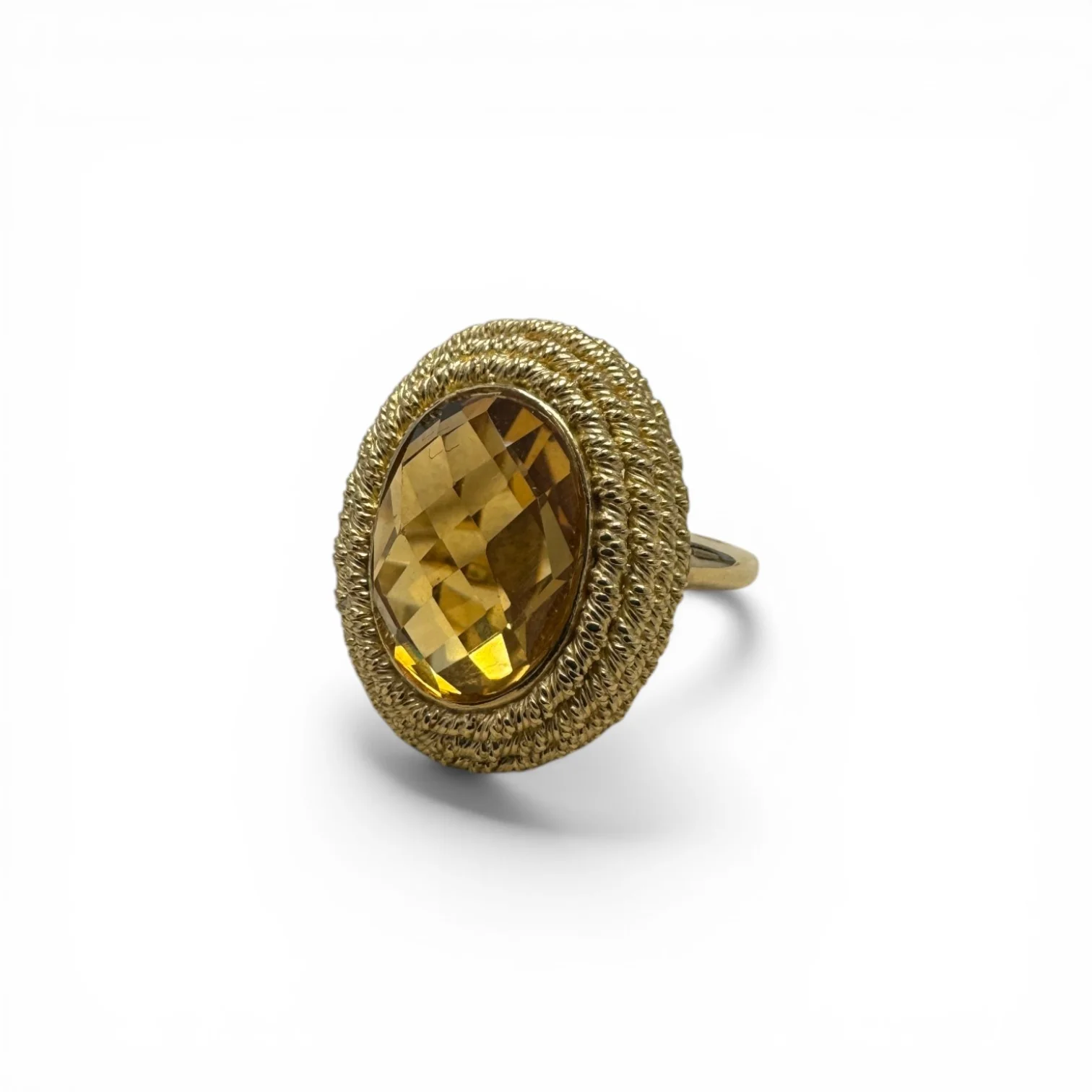 Estate 18k Gold Citrine Cocktail Ring