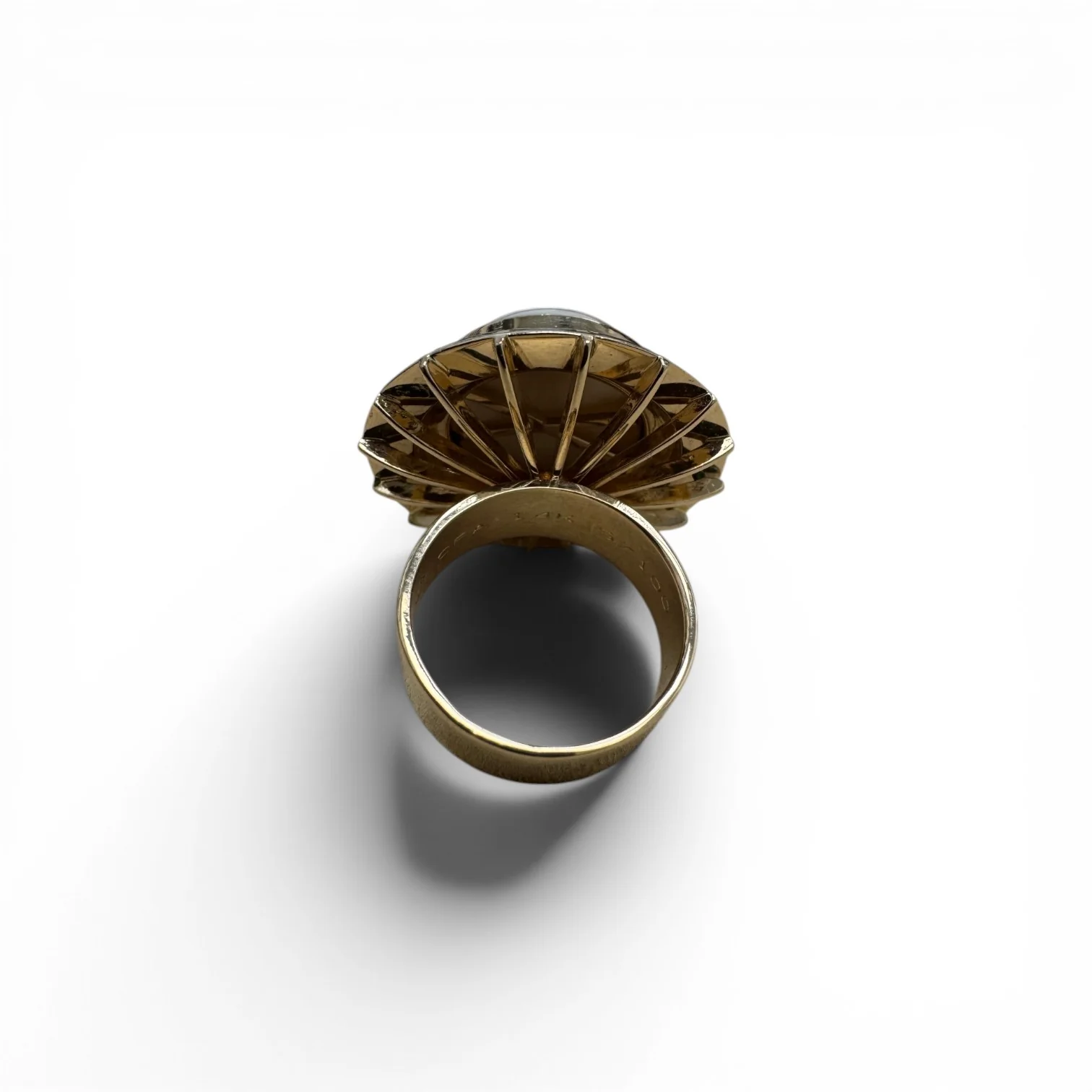 Estate Mabé Pearl & Lapis Lazuli Inlay Cocktail Ring - Image 3