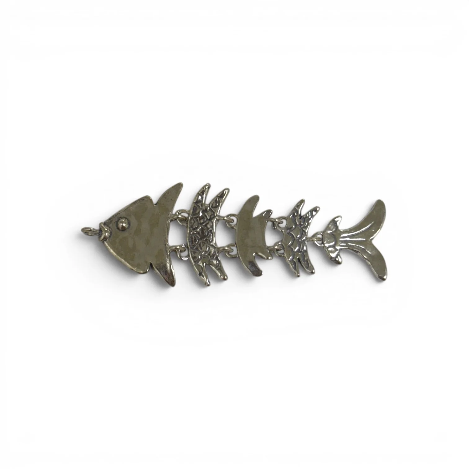 Estate Sterling Silver Fish Skeleton Pendant - Image 2