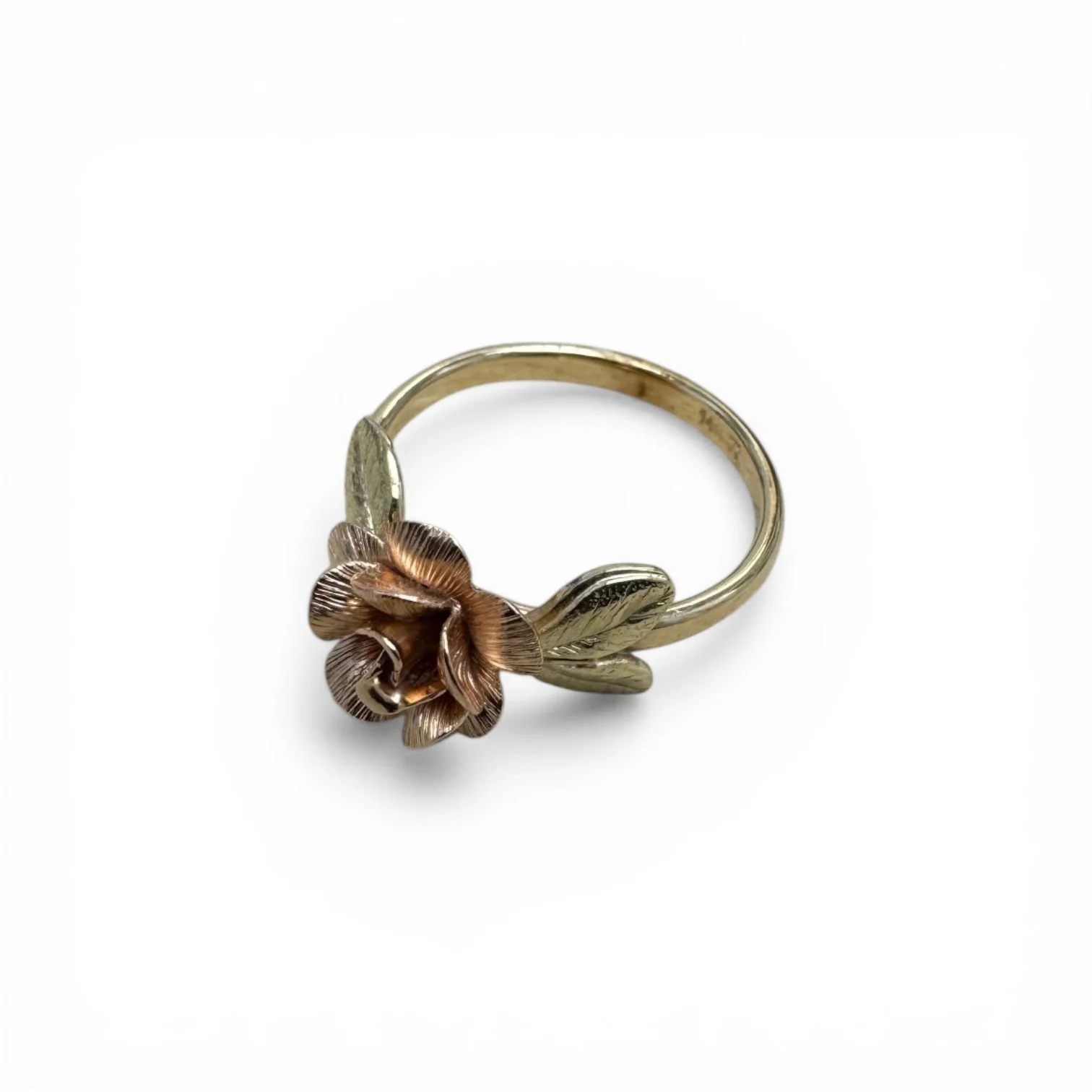 Estate Tri-Color Gold Rose Ring - Image 3
