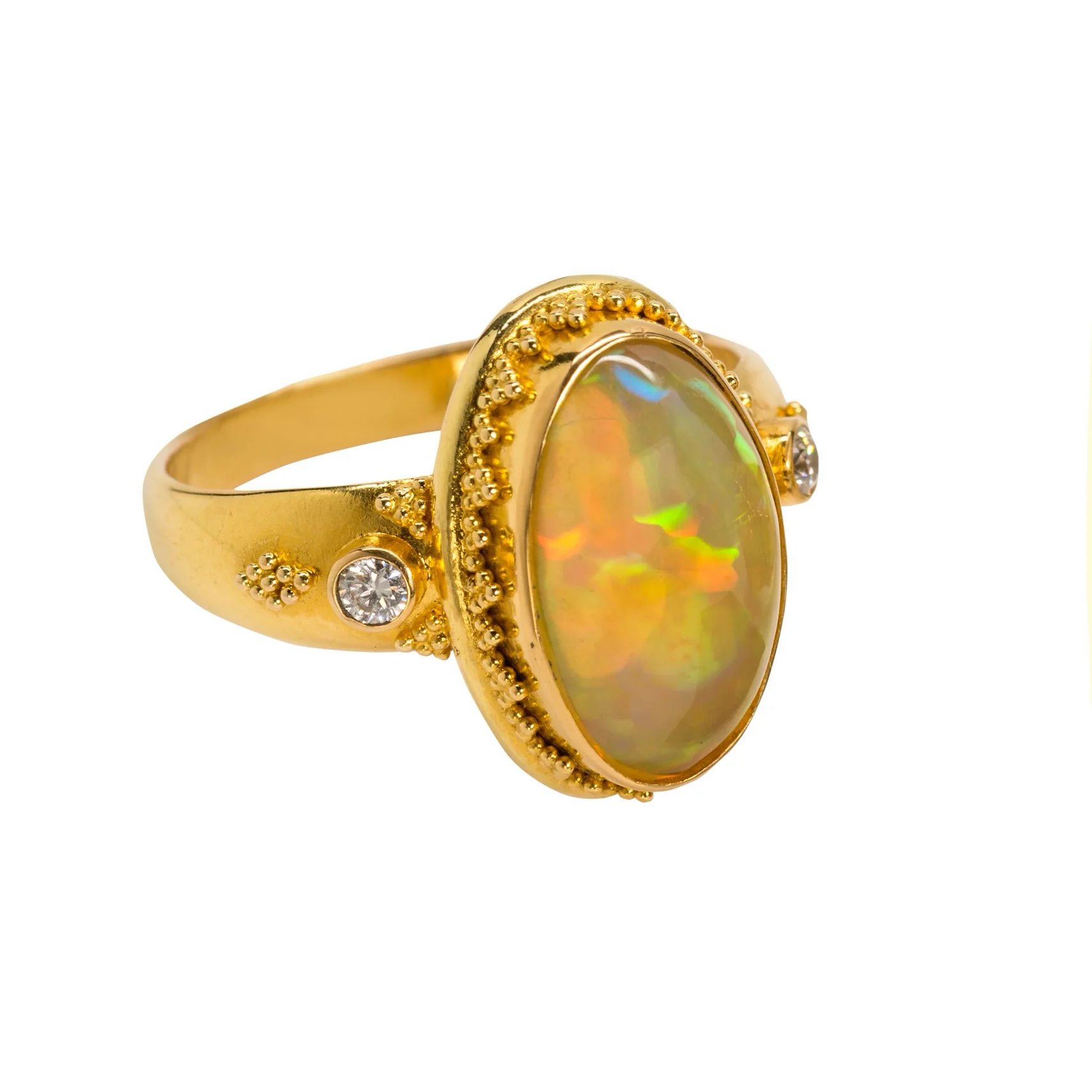 Ethiopian Opal & Diamond Ring