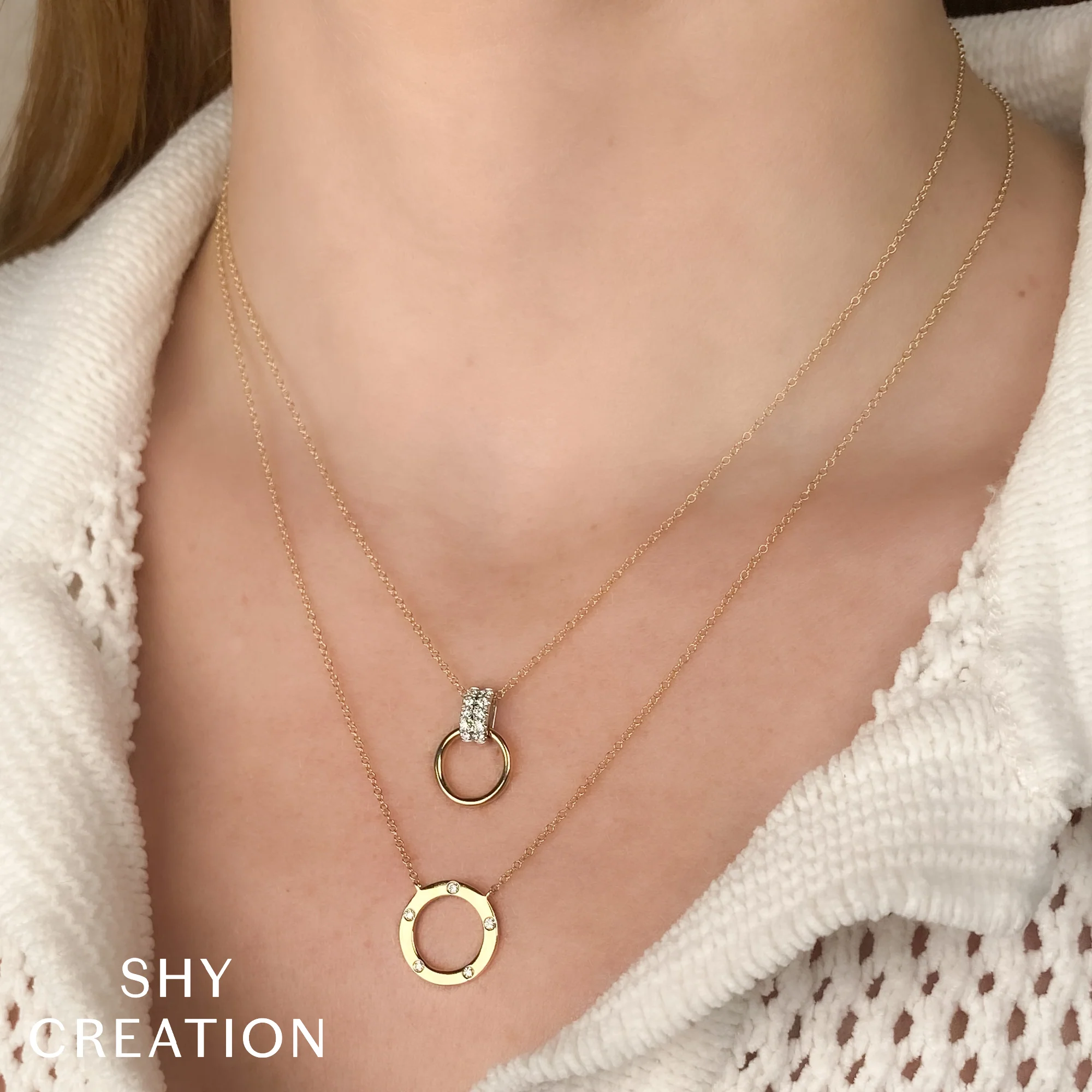 Flush Diamond Circle Necklace - Image 4