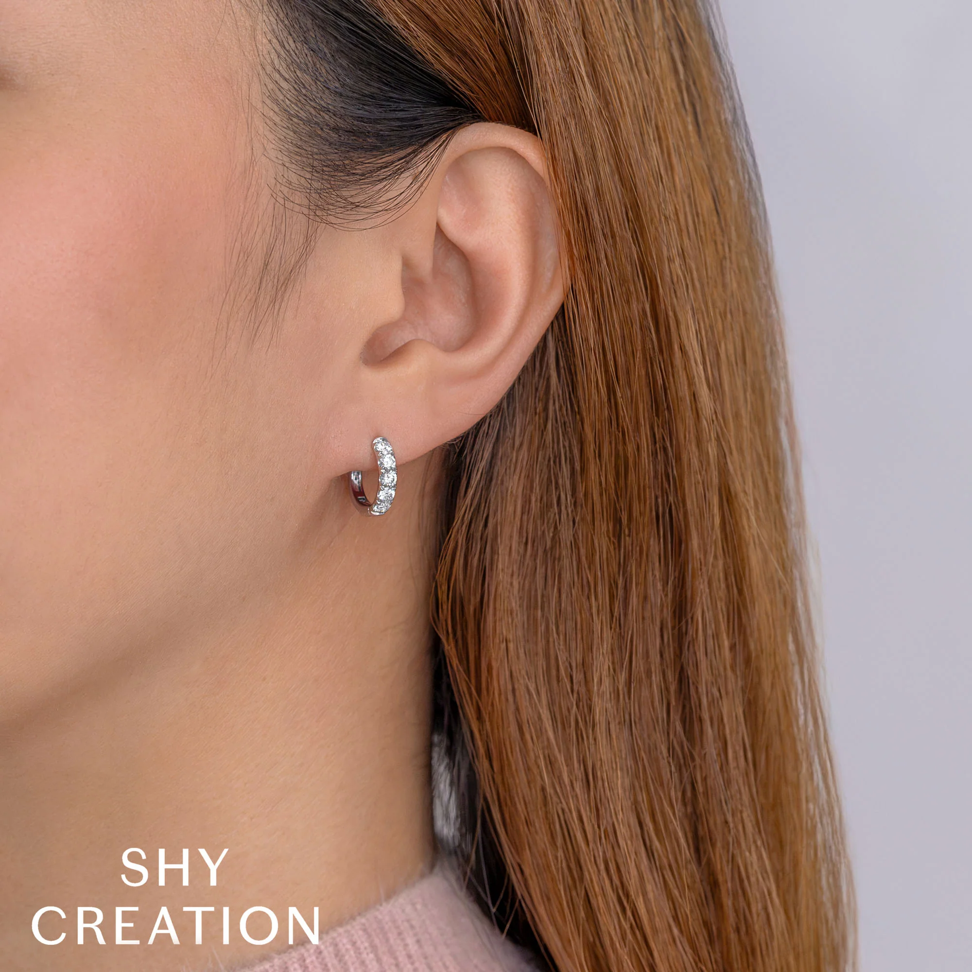 French-Set Diamond Huggie Hoop Earrings - Image 3