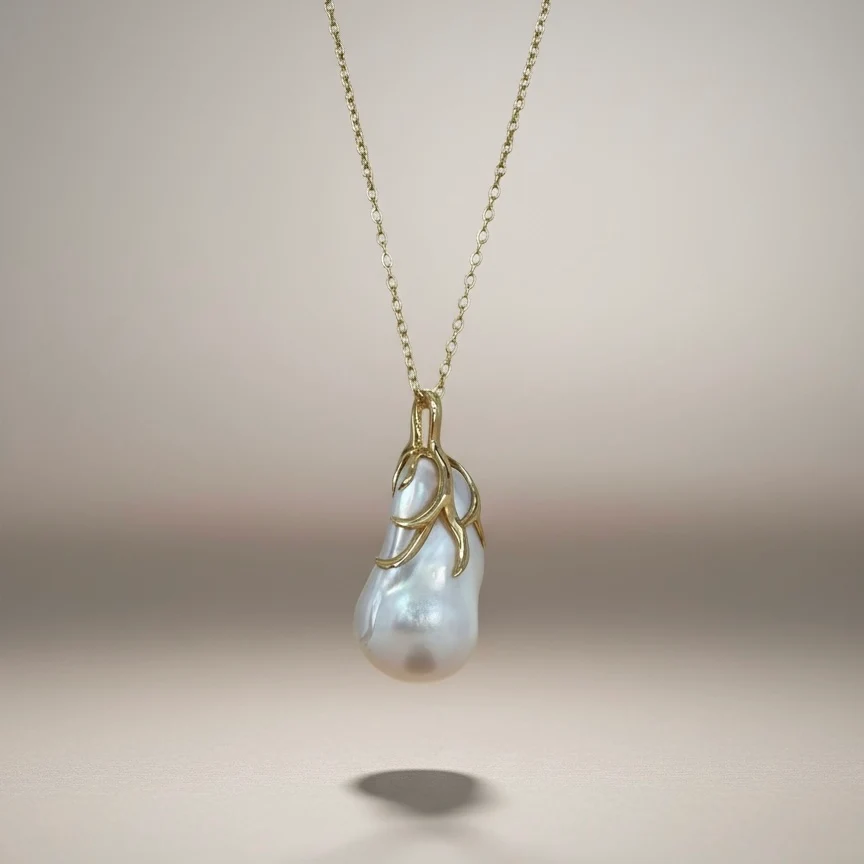 Freshwater Baroque "Fireball" Pendant Necklace - Image 3