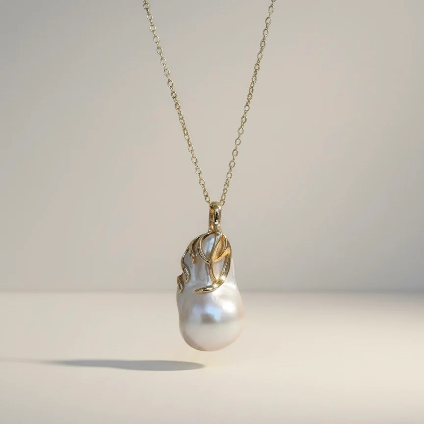 Freshwater Baroque "Fireball" Pendant Necklace - Image 4
