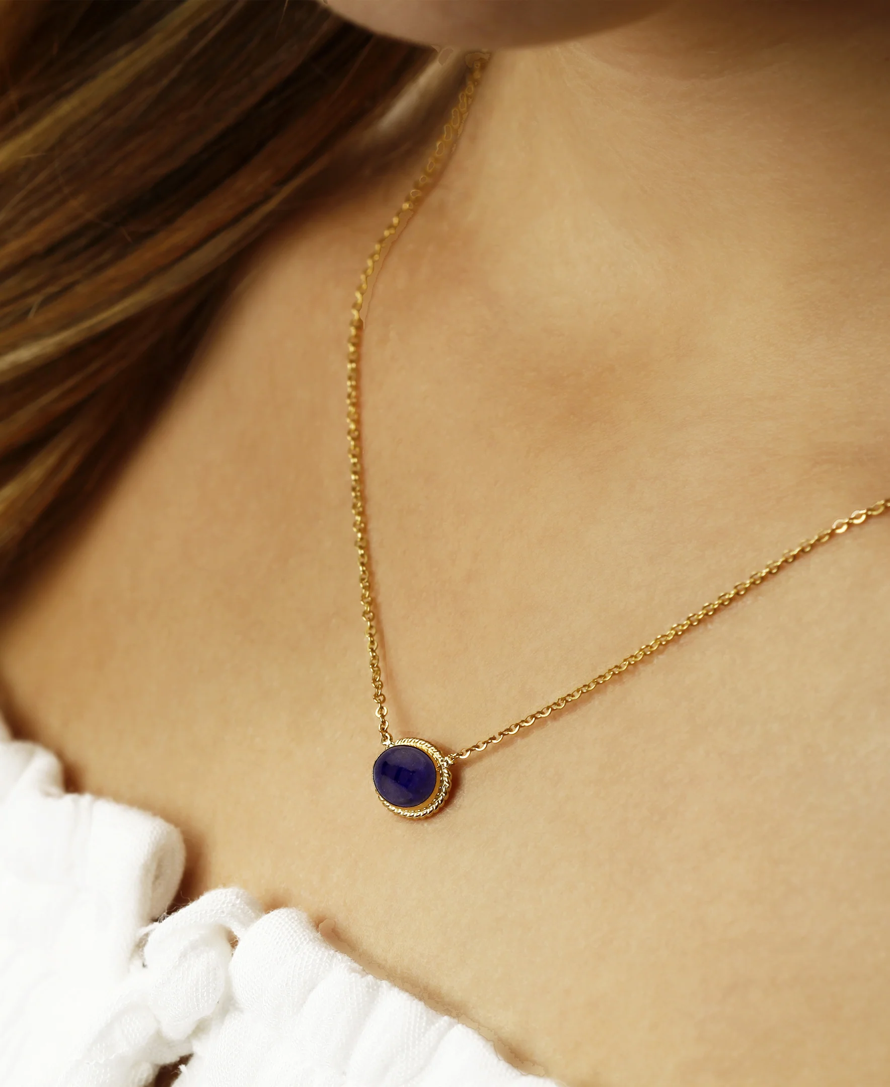 Gemstone Twist Bezel Necklace - Image 8