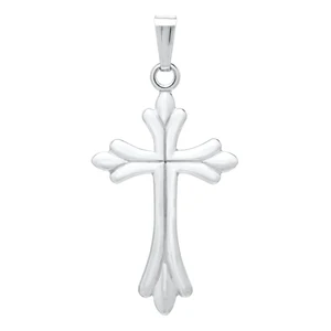Medium Fluted Cross Necklace