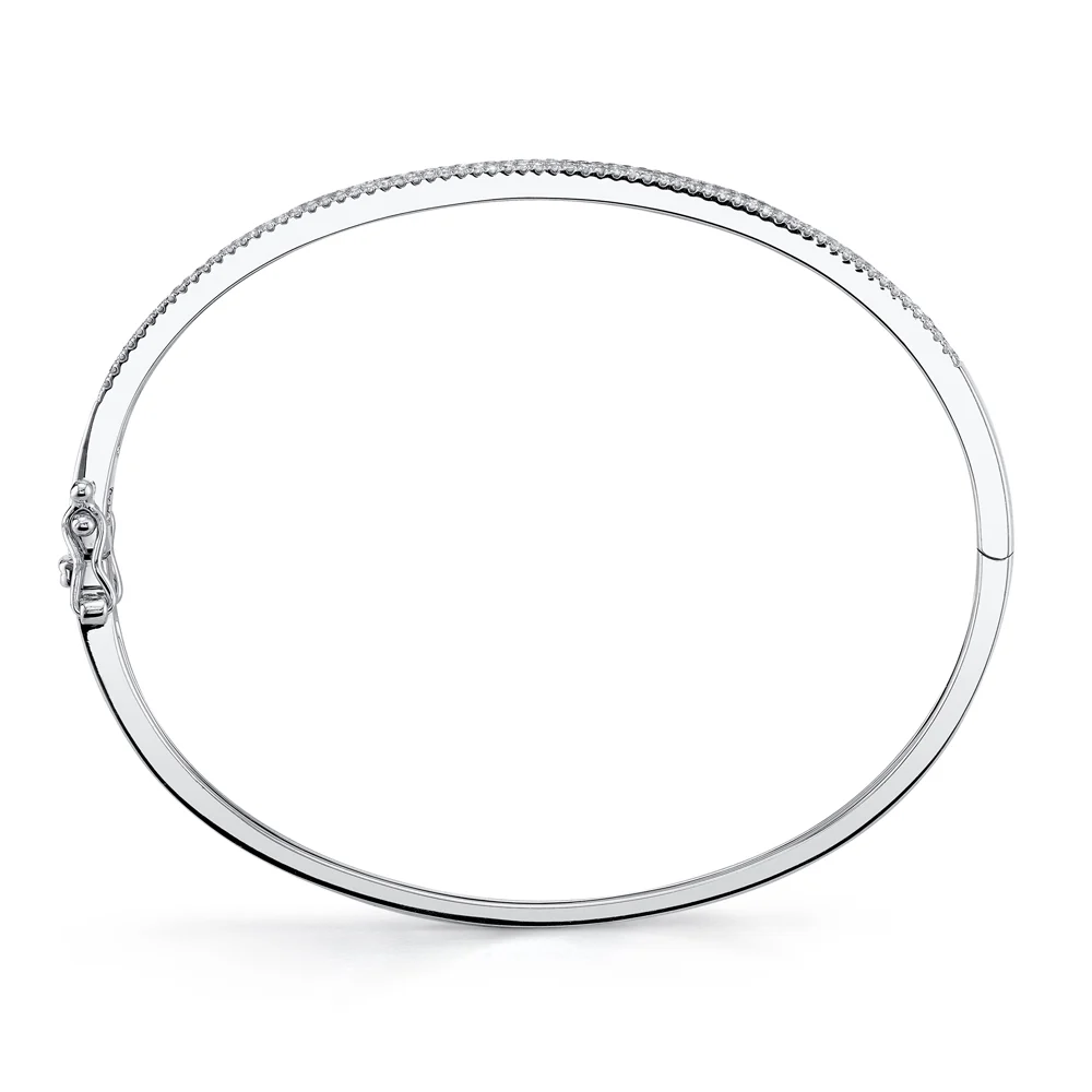 Pavé Diamond Hinged Bangle Bracelet - Image 3