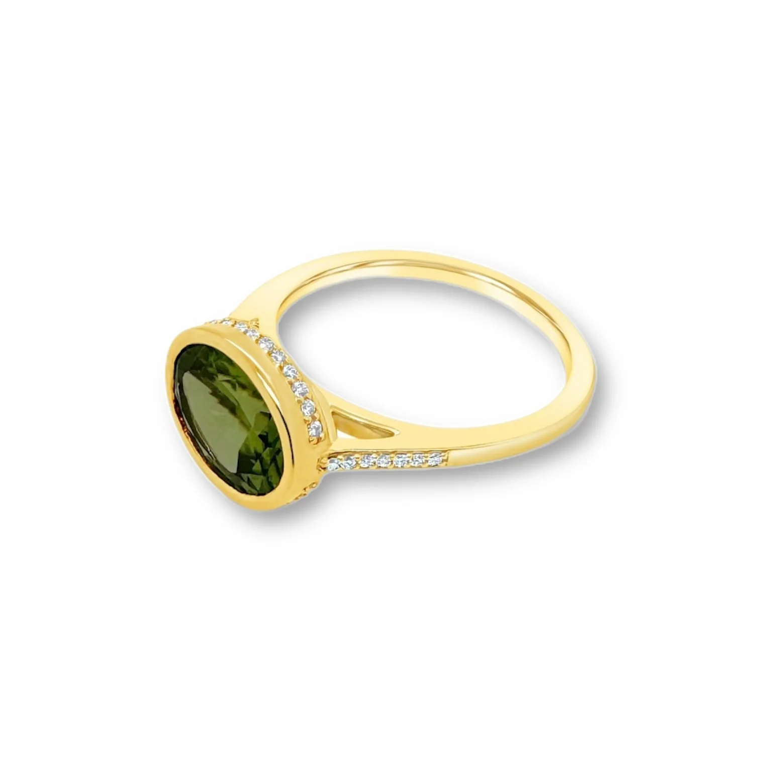 Peridot & Diamond Bezel Ring - Image 4