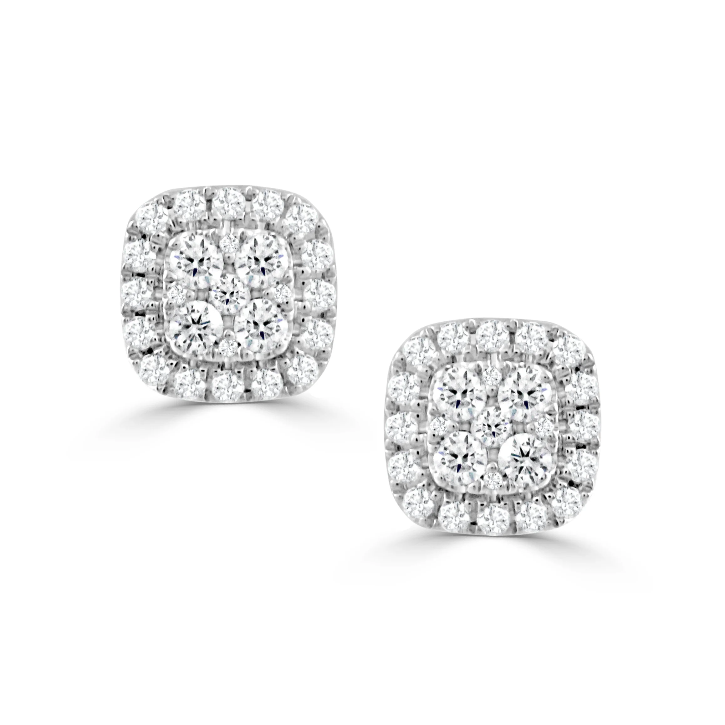 Pillow Diamond Cluster Stud Earrings