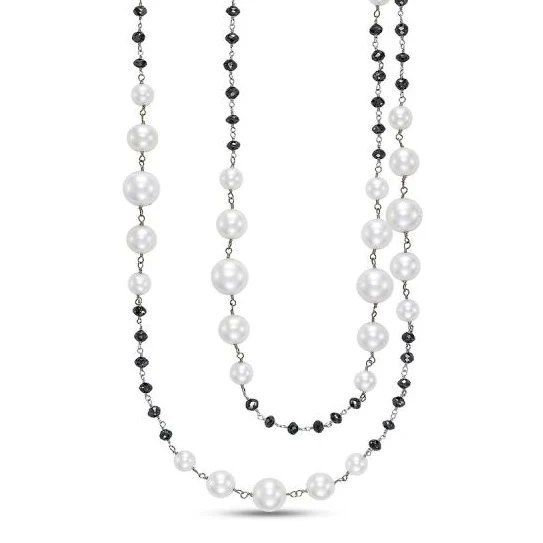 Pearl + Black Diamond 'Ice Dana' Necklace