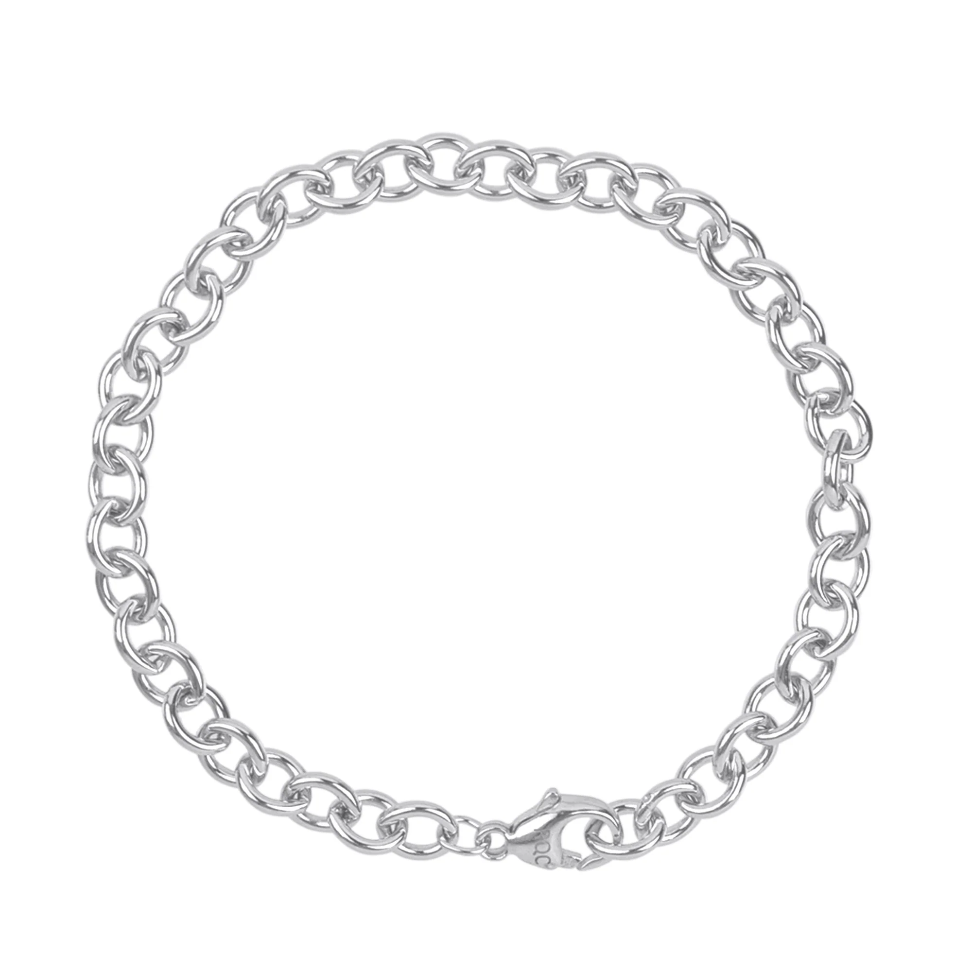 Round Cable Link Charm Bracelet