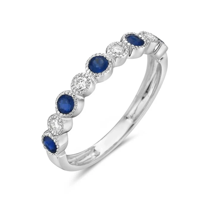 Sapphire & Diamond Bubble Bezel Ring