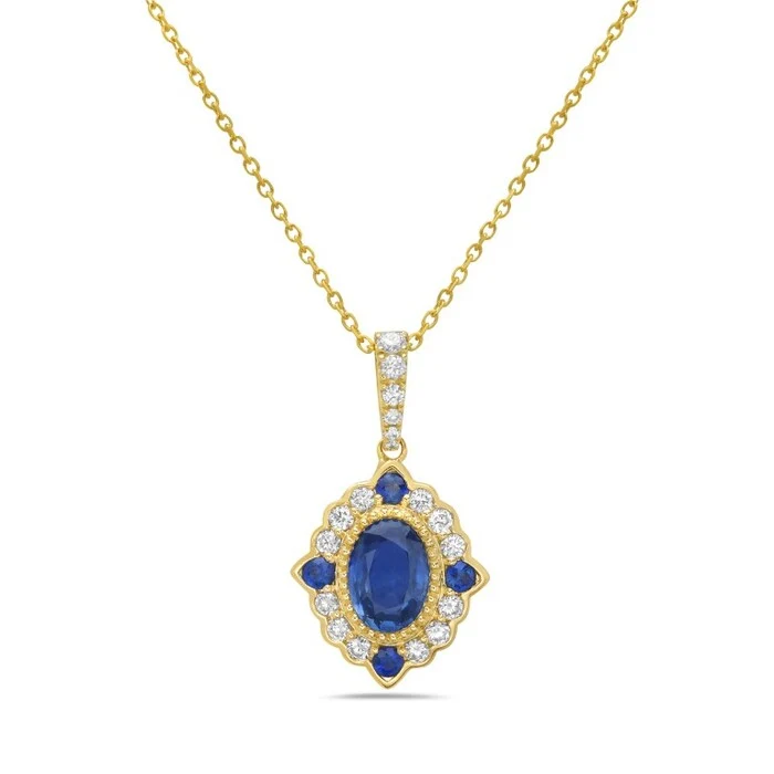 Sapphire & Diamond Scalloped Mandala Necklace