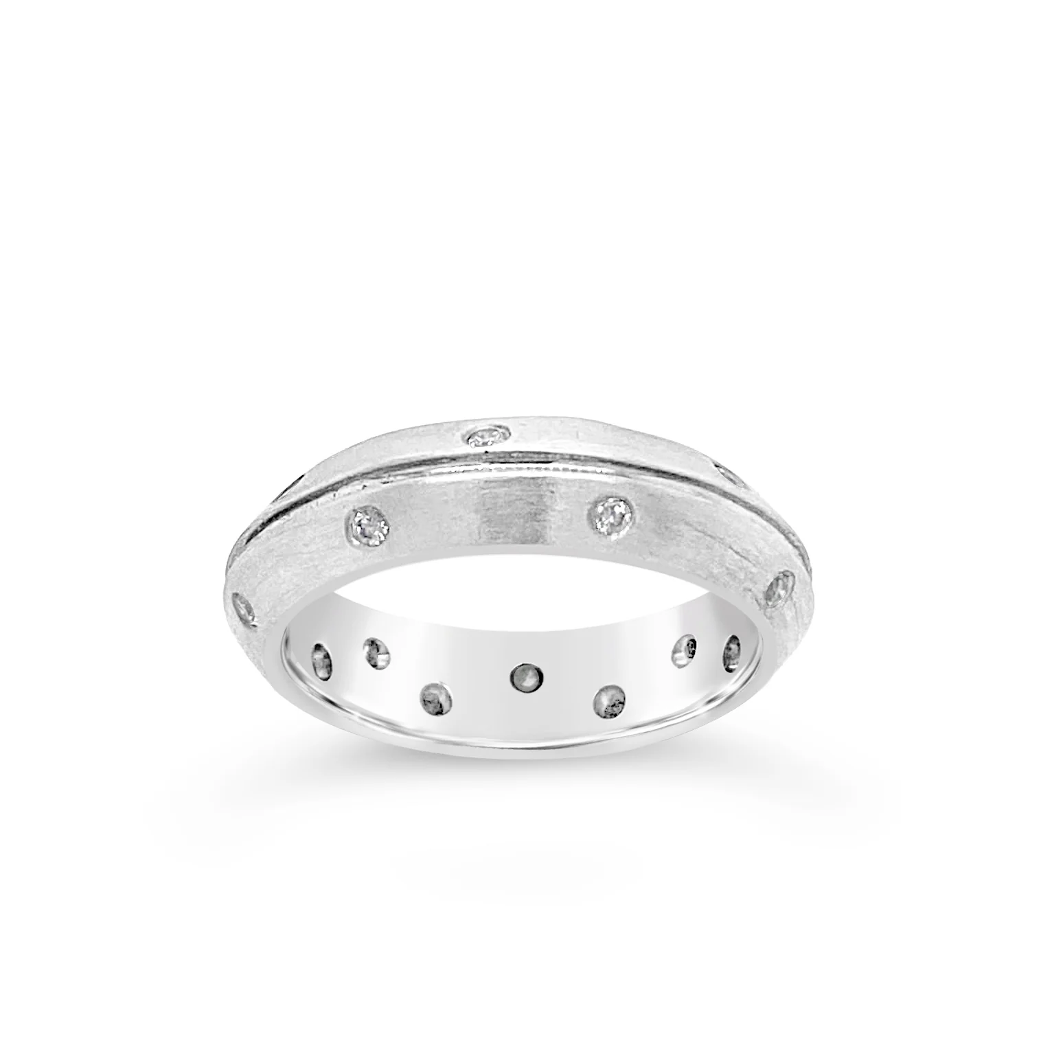 Satin Diamond Dotted Wedding Band - Image 2