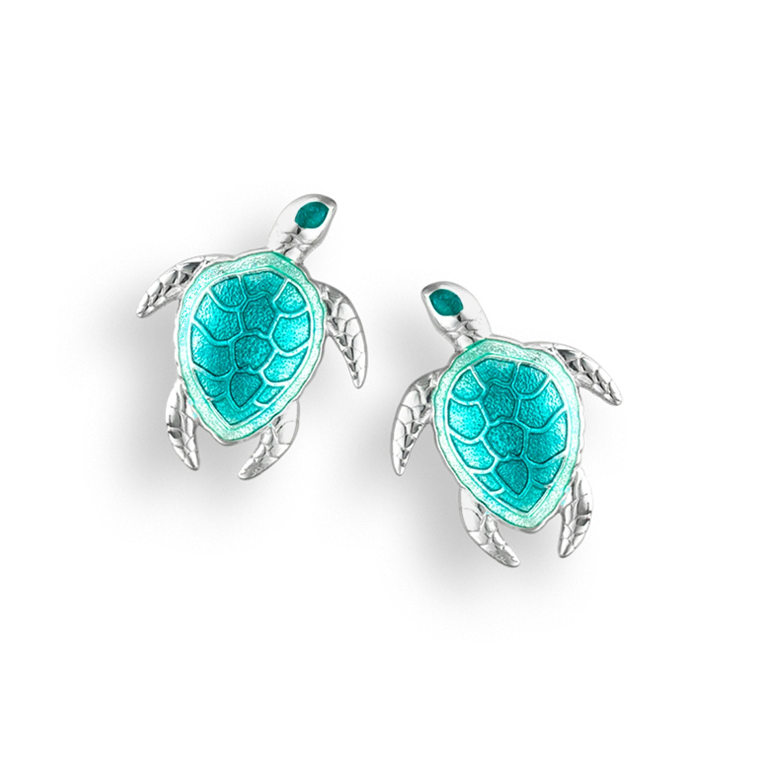 Silver Teal Sea Turtle Stud Earring