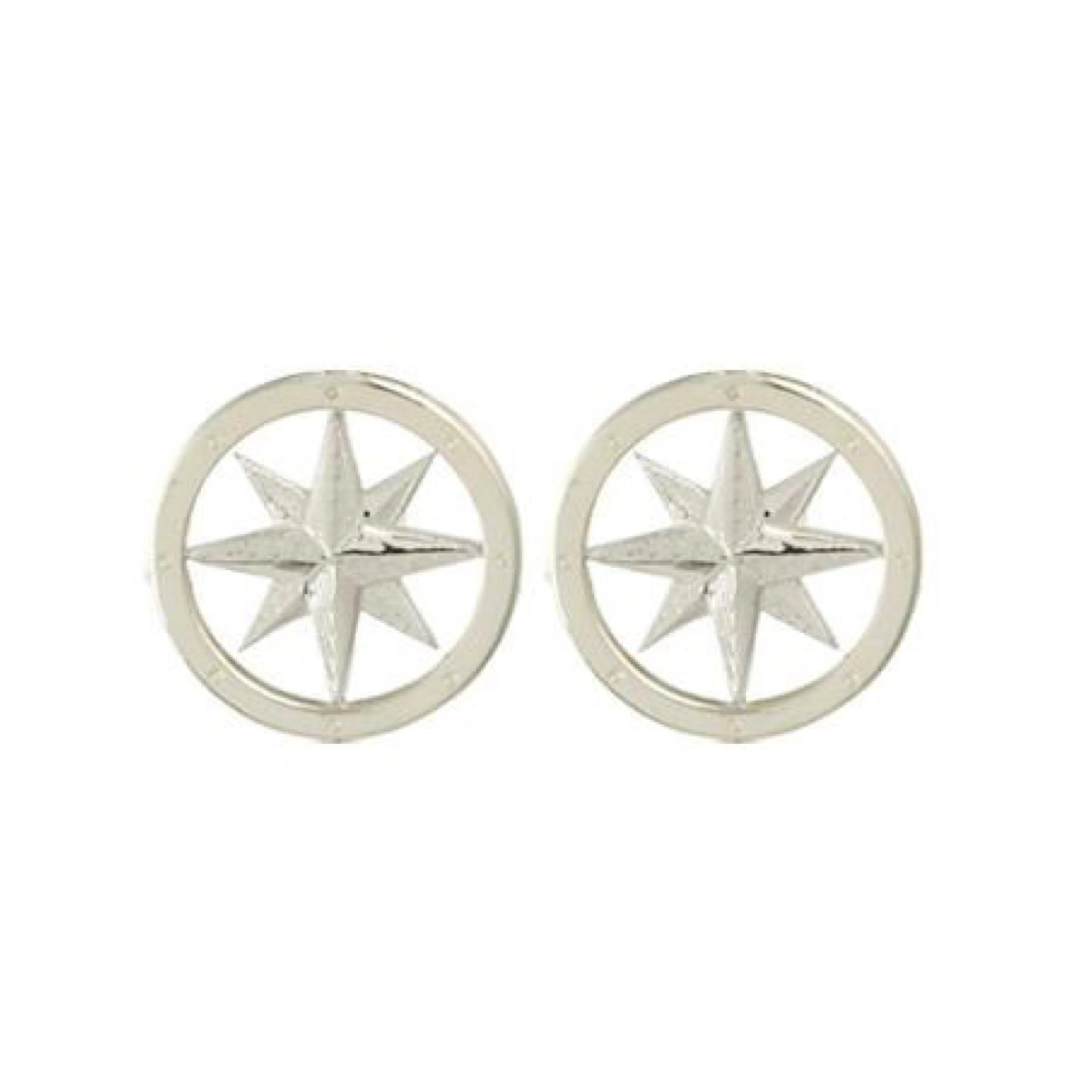 Silver Tiny Compass Earrings