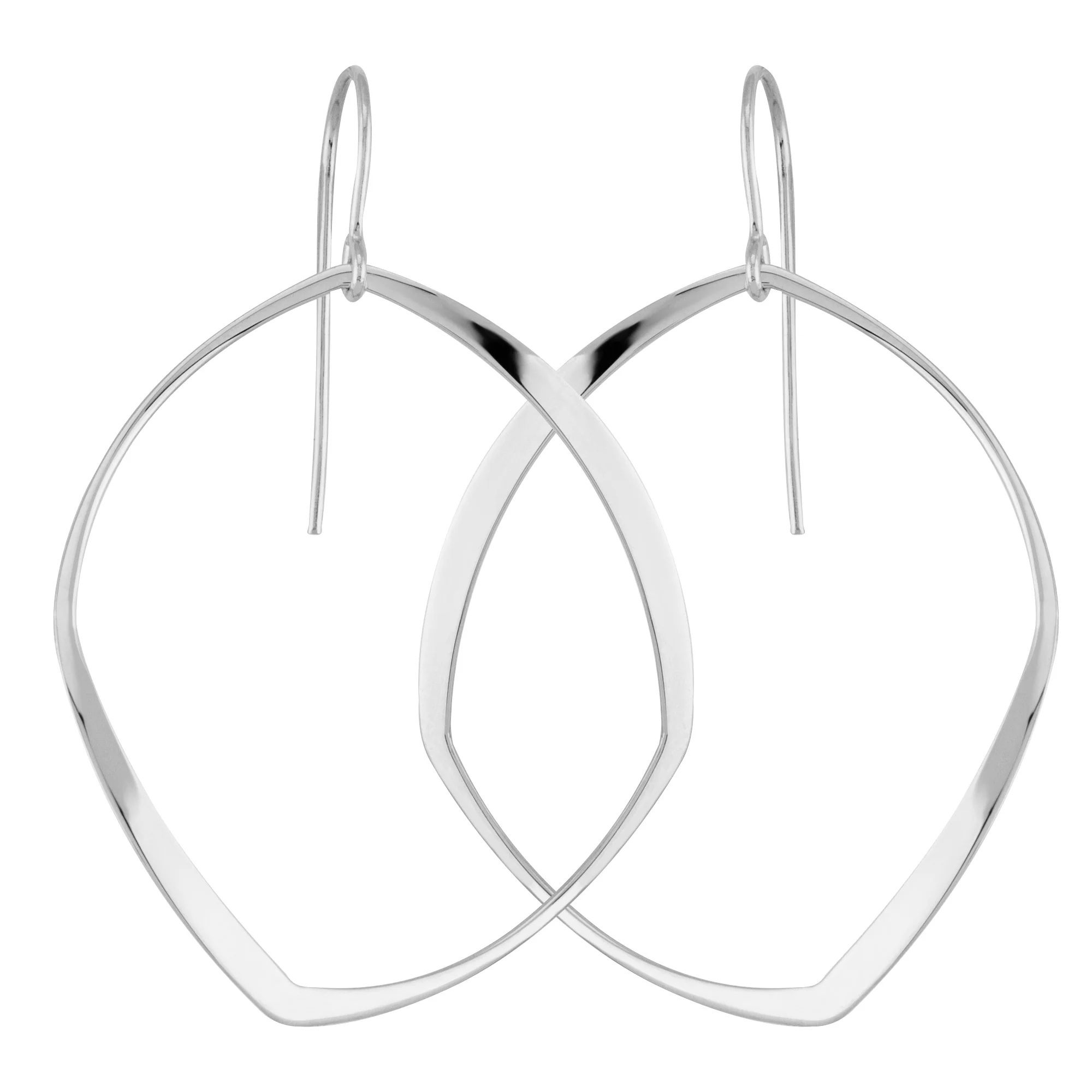 Sterling Silver Abstract Oval Drop Earrings