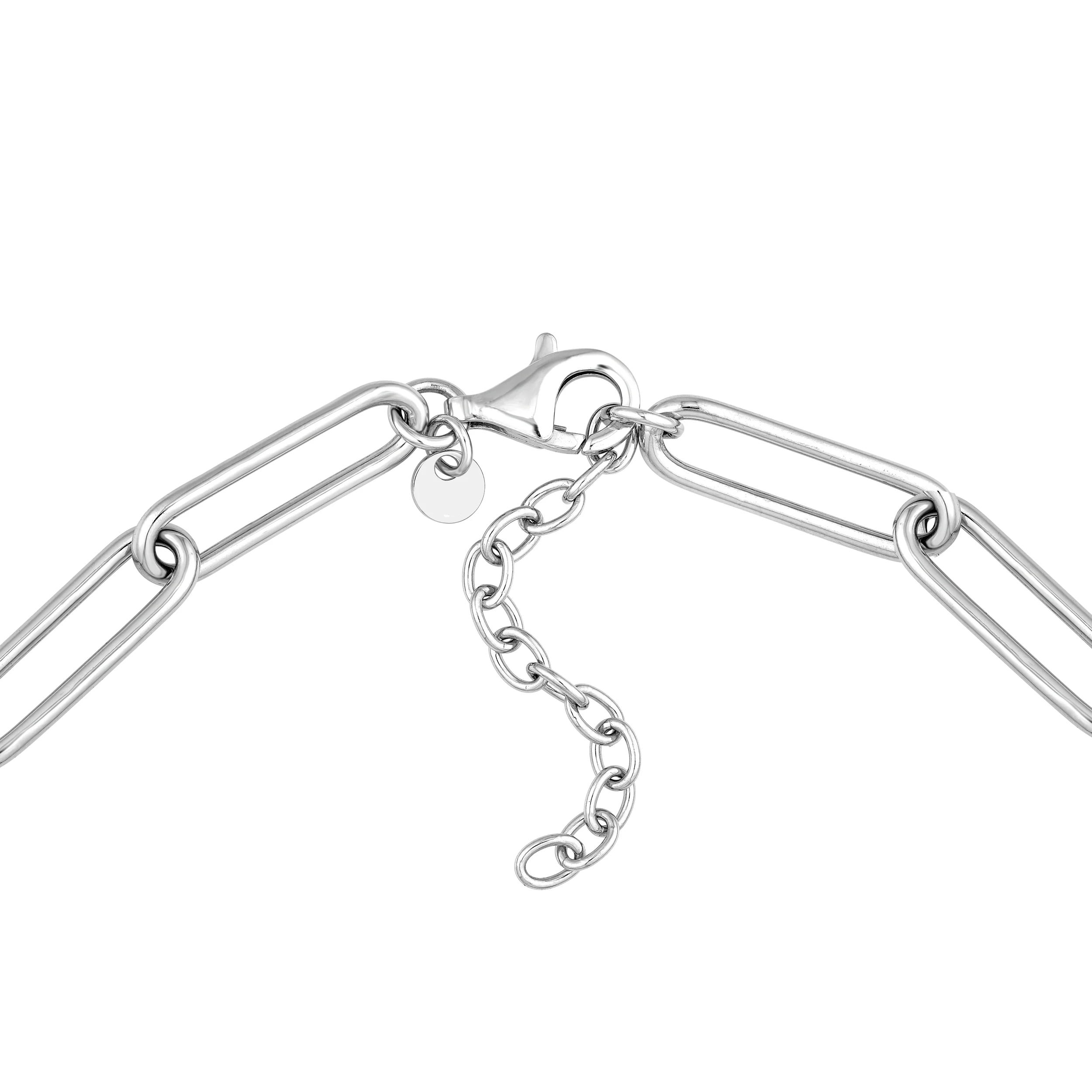 Sterling Silver Elongated Paperclip Link Necklace - Image 4