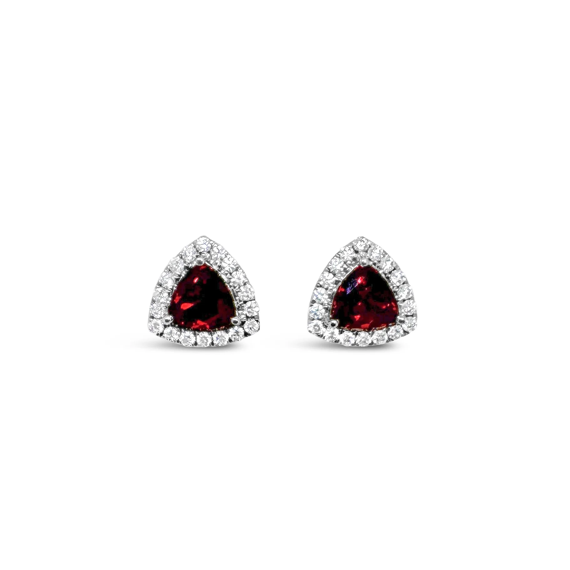 Trillion Ruby & Diamond Halo Studs