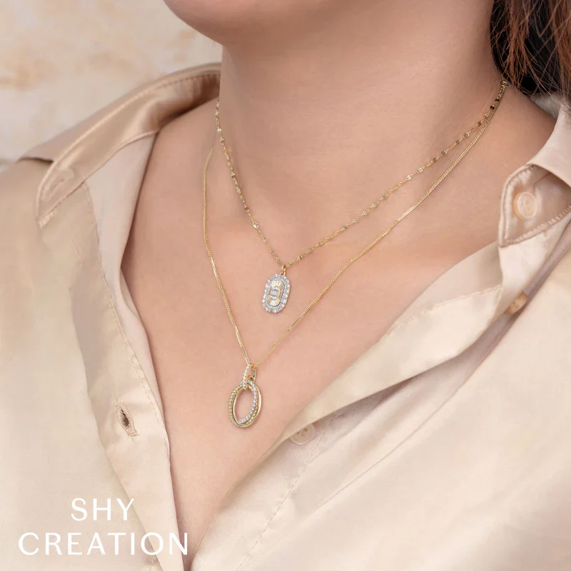 Triple Oval Diamond Link Pendant Necklace - Image 2